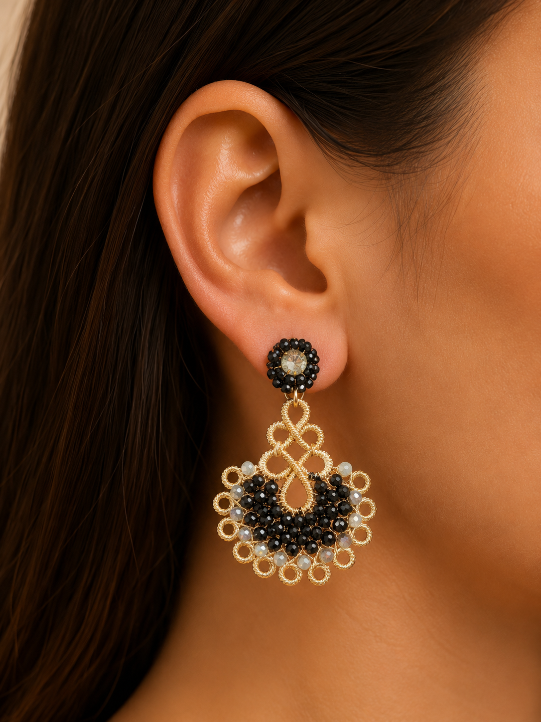 Beaded Venezuelan Wire Soutache Earrings
